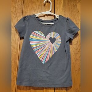 Circo Girls 4t Dark Gray With Neon Heart Short Sleeve T-shirt